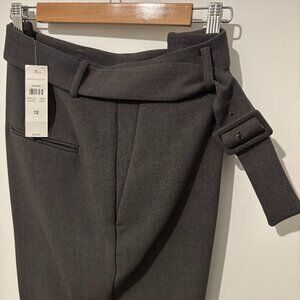 Ann Taylor Gray Belted-Front Ankle Length Pants - W Size 12